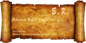 Becza Kálmán névjegykártya